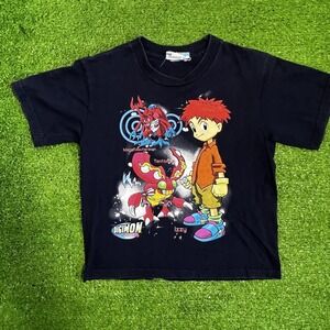 Y2K Digimon Shirt Youth LG Vintage Graphic Tee Anime Shirt Navy Digimon Kids